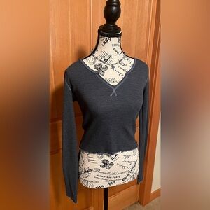American Eagle | Women’s Cropped Waffle Knit Long Sleeve Shirt | Size XS